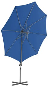 Umbrela in consola cu stalp din otel, albastru azuriu, 300 cm Albastru, 300 x 255 cm