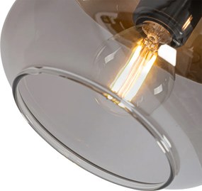 Spotlight de design negru cu auriu și sticlă fumurie 3 lumini rotund - Kyan