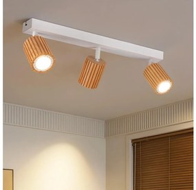 Brilagi - Lampă spot MODERN WOOD, 3xGU10/8W/230V, lemn de cauciuc/alb