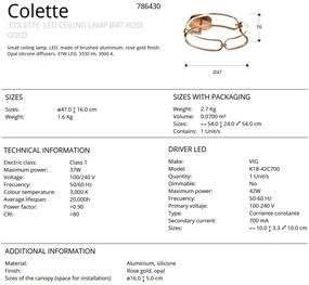 Lustra LED aplicata design ultra-modern 47cm Colette auriu roze