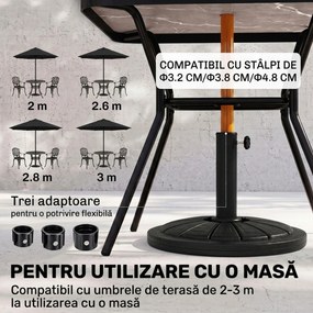 Outsunny Suport 13kg din Ciment pentru Umbrelă Soare, Bază Rotundă Rezistentă 48mm, Negru | Aosom Romania