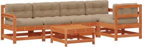 vidaXL Set de lounge pentru grădină 6 pcs Maro Ceară Lemn masiv de pin