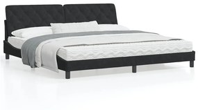 3207943 vidaXL Cadru de pat cu tăblie, negru, 200x200 cm, catifea