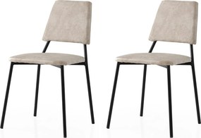 Set 2 scaune LIMA 4551 V2, bej deschis/negru, stofa catifelata/metal,