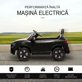 HOMCOM Mașină Electrică pentru Copii Audi RS Q8, 6V, 2 Motoare, Telecomandă, PP, 101x62x51 cm, Negru | Aosom Romania