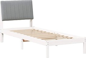 vidaXL Cadru de pat cu headboard Alb 75 x 190 cm Lemn de pin masiv