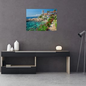 Tablou pe sticlă - Sat pitoresc de coastă (70x50 cm)