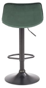 Scaun de bar cu picior negru MALIBU VELVET, verde