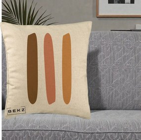 Perna Decorativa Abstract Linii Terracotta, 40x40 cm, Bej, Husa Detasabila, Perna Inclusa, BEKZ®