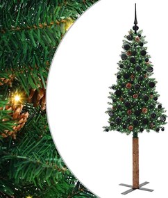 vidaXL Brad de Crăciun subțire Verde 180 cm PVC și lemn de PIN masiv