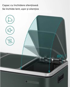Coș de reciclare SORT 54 l (3×18 l), antracit/argintiu SongmicsHome