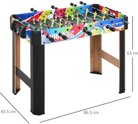 HOMCOM Masă de Fotbal cu 2 Panouri de Scor, din Lemn, Oțel Inoxidabil și Plastic, 86.5x43.5x63 cm, Multicolor | Aosom Romania