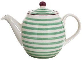 Ceainic din gresie ceramică Bloomingville Patrizia, 1,2 l, alb-verde