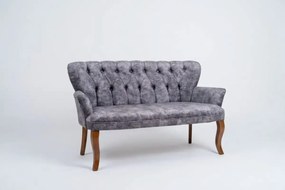 Canapea 2 locuri Cafe cu cotiera culoare gri si picioare din lemn