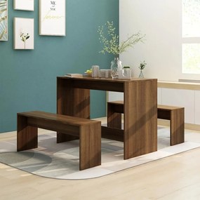 812971 vidaXL Set mobilier de bucătărie, 3 piese, maro, stejar, PAL