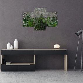 Tablou - Zid de beton cu plante (90x60 cm)