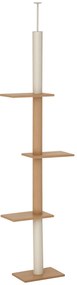 PawHut Stâlp de Zgâriat pentru Pisici cu 4 Nivele cu Prindere de Tavan și Înălțime Reglabilă, 43x27x228-260 cm, Maro | Aosom Romania
