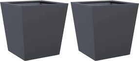 vidaXL Jardiniere de grădină, 2 buc., antracit, 40x40x40 cm, oțel
