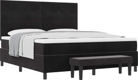 vidaXL Pat cu arcuri cu saltea cu headboard Negru 180 x 200 cm Catifea