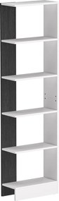 HOMCOM Raft Îngust cu 5 Etajere, Raft Economisitor de Spațiu Modern din Lemn, Bibliotecă pentru Baie, Living, Dormitor, Birou, 45x21x170 cm, Alb și Negru | Aosom Romania