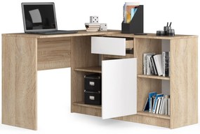 Masă PC de colț Bahar (Stejar sonoma + Alb). 1069961