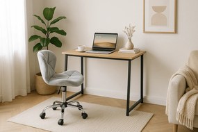 Set pentru birou – birou pliabil ZARIMO 80×40 cm stejar sonoma + scaun de birou AVOLA VELVET gri deschis