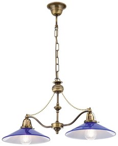 Lustra realizata manual design rustic ARTDESIGN, patina/ albastru-cobalt