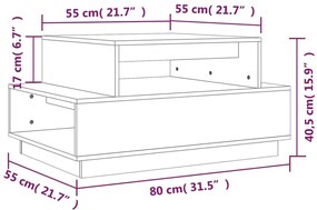 Masuta de cafea, gri, 80x55x40,5 cm, lemn masiv de pin 1, Gri