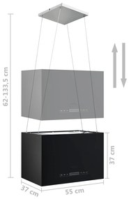 Hota suspendata insula LCD senzor tactil 55 cm otel Negru, 55 cm
