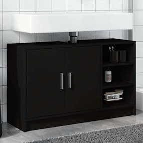 vidaXL Dulap de chiuvetă, negru, 90x29x55 cm, lemn prelucrat