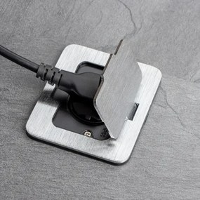 Priză încastrabilă de podea de exterior Brilagi IP55 crom mat dreptunghiular