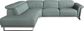 Coltar LUX design italian cu sezlong stanga si functia relax Cowhide verde turcoaz