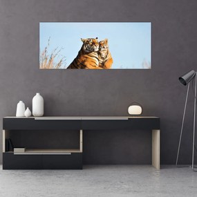 Tablou - Tigroaica cu pui (120x50 cm)