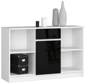 Comodă Briar (Alb + Negru lucios). 1069871