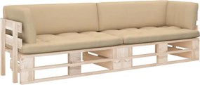 vidaXL Canapea din paleți cu 2 locuri, cu perne, lemn pin tratat
