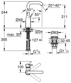 GROHE 23799001 - Baterie lavoar ESSENCE, mărimea L, crom lucios