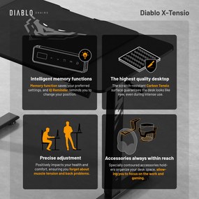 Birou reglabil pe înălțime Diablo X-Tensio 1100 negru