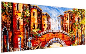 Tablou - Pictură în ulei a orașului III. (120x50 cm)