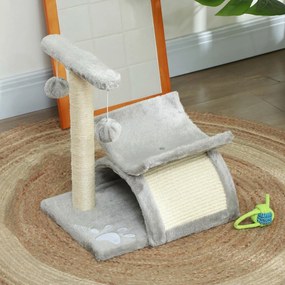 PawHut Ansamblu Pisici Copac Plus Ascuțire Unghii Stâlp Sisal Cusca 2 Mingii 40x30x43cm Gri | Aosom Romania
