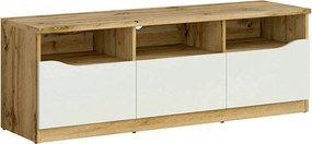 Comoda TV NUIS, stejar/alb lucios, 135x40x48 cm
