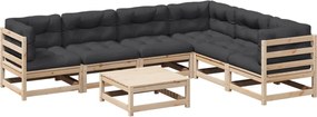 vidaXL Set canapele grădină cu perne, 7 piese, lemn masiv de pin
