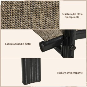 Outsunny Set 6 Piese Scaune de Gradina cu Cotiere, Scaune de Exterior Stivuibile din Metal si Tesatura Respirabila, Maro | Aosom Romania