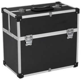 vidaXL Cutie de scule, negru, 38x22,5x34 cm, aluminiu