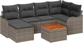 vidaXL Set de canapele pentru grădină 7 pcs Gri poliratan