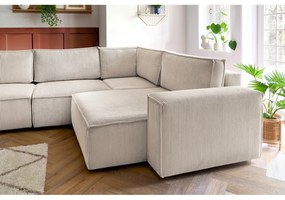 Colțar crem cu tapițerie din catifea reiată (cu colț pe partea dreaptă) Nihad modular – Bobochic Paris