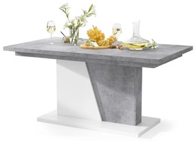 NOBLE NOIR Beton Millenium/Alb mat - MASĂ EXTENSIBILĂ până la 218 cm, pentru 8, 10 persoane.