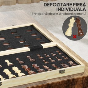 SPORTNOW Tablă de Șah Pliabilă pentru Șah și Dame cu Compartimente, din Lemn și Metal, 38.5x38.5x2.8 cm, Alb și Negru | Aosom Romania