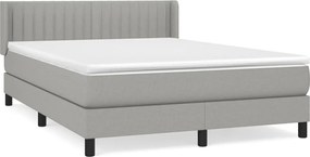 vidaXL Pat box spring cu saltea, gri deschis, 140x190 cm, textil