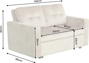 Canapea extensibila, catifea champagne beige, SMART 140cm