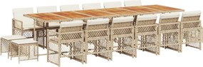 vidaXL Set mobilier de grădină cu perne, 17 piese, bej, poliratan